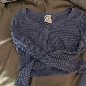 Aerie Blue Waffle Knit Top